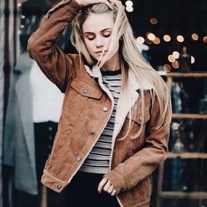 J. Jill Shearling & Corduroy Button Up Jacket, M